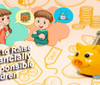 Animated boy and a girl with baloons expressing their thoughts about finances.