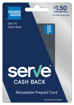 American Express Serve Cash Back prepaid debit card.