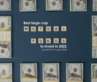 Stacks of cash around the word "Mutual Funds" written with Scrabble blocks.