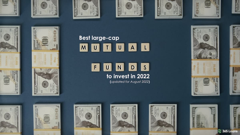 Stacks of cash around the word "Mutual Funds" written with Scrabble blocks.