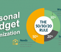 The 50/20/30 rule explained in a pie chart.