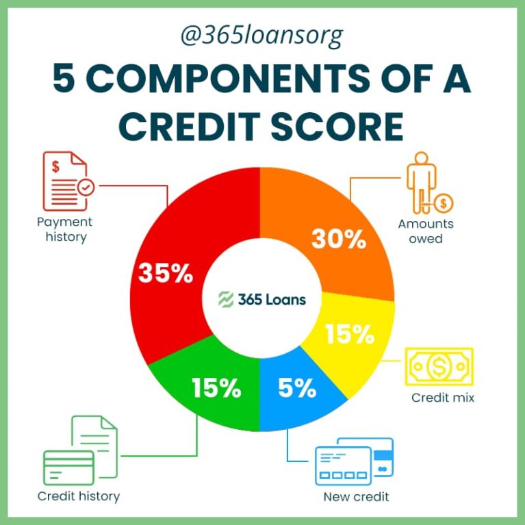 The five components of a credit score.