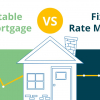 A curved and a straight lines representing adjustable versus fixed-rate mortgage types.