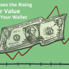 A chart with an upward trend representing the rising dollar value in 2022.
