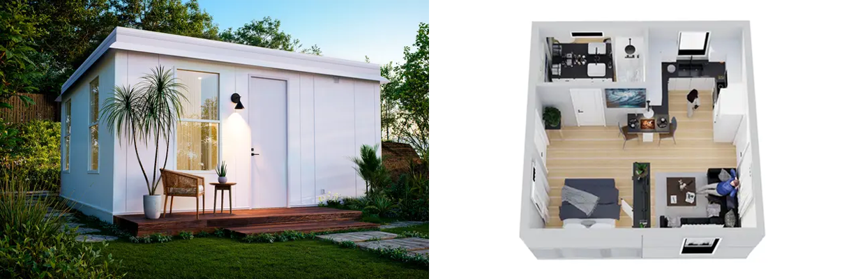 Boxabl Casita front and layout