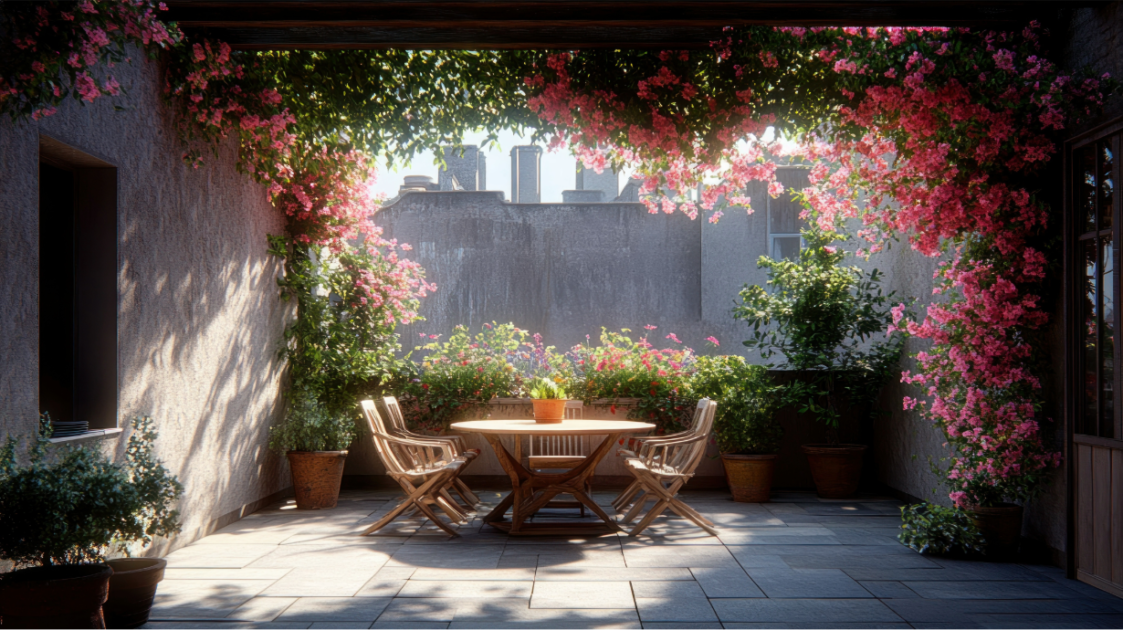 Beautiful terrace with plants