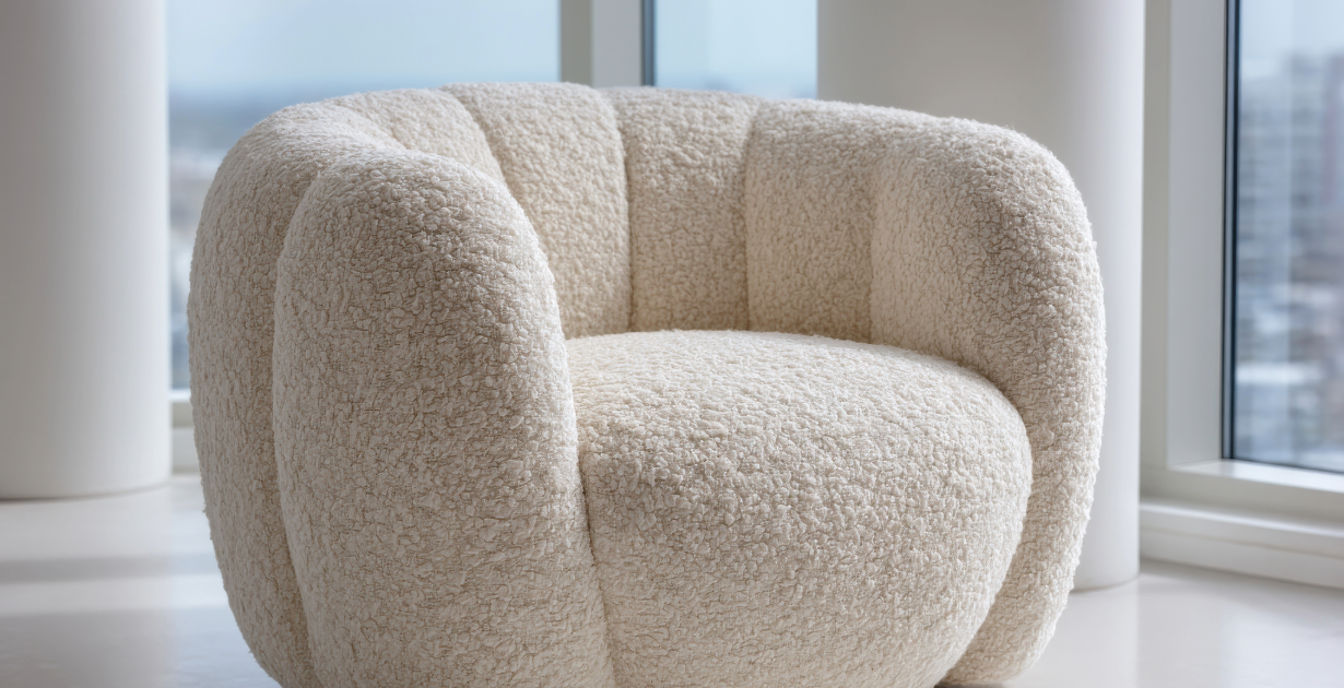 Cream boucle armchair