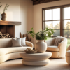 Minimalist living room with cream furniture